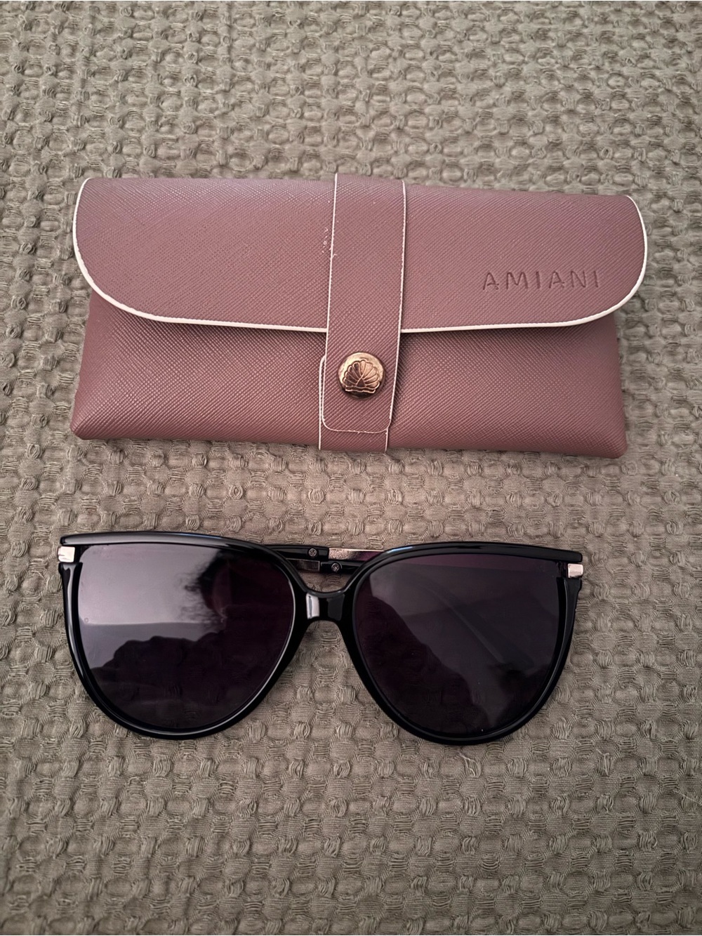 Amiani Black slightly oversized Sunglasses with Case